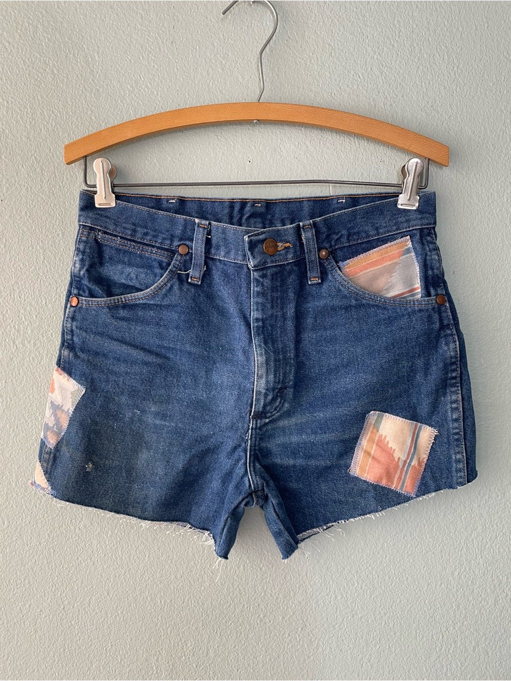 🌱5/$25🌱 Wrangler | Upcycled Patchwork Distressed Denim Cut-Off Jean Shorts